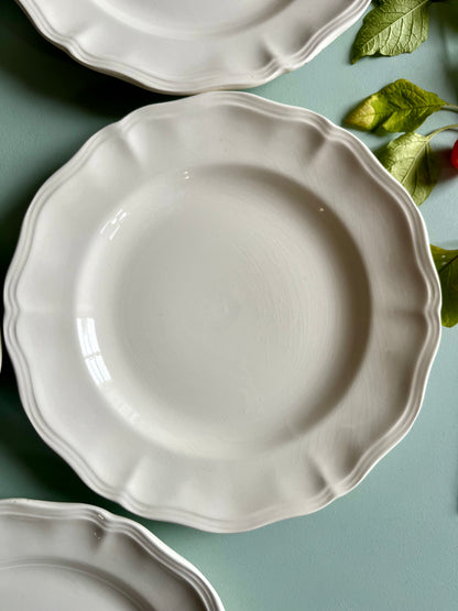 Assiettes anciennes Sarreguemines beige – Lot de 5   Patine
