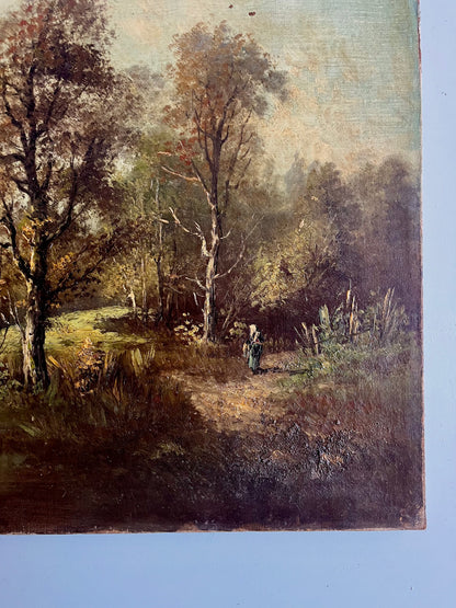 Toile peint à la main paysage   Patine