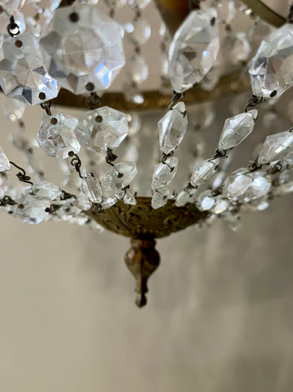 Lustre montgolfière à pampilles vintage