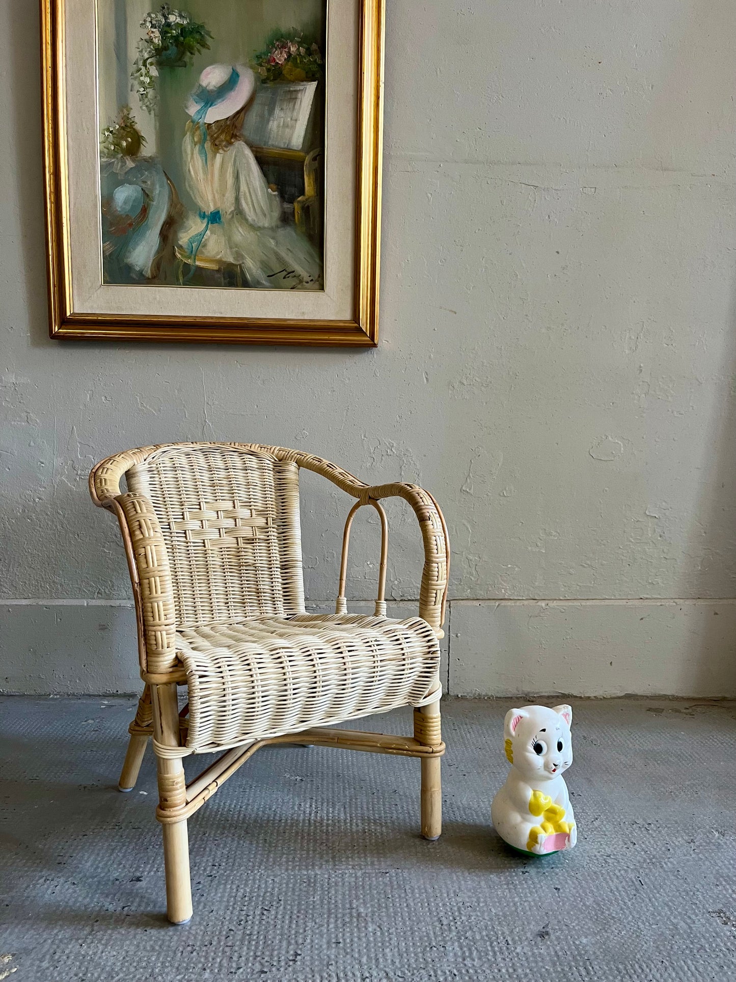 Chaise enfant en osier   Patine