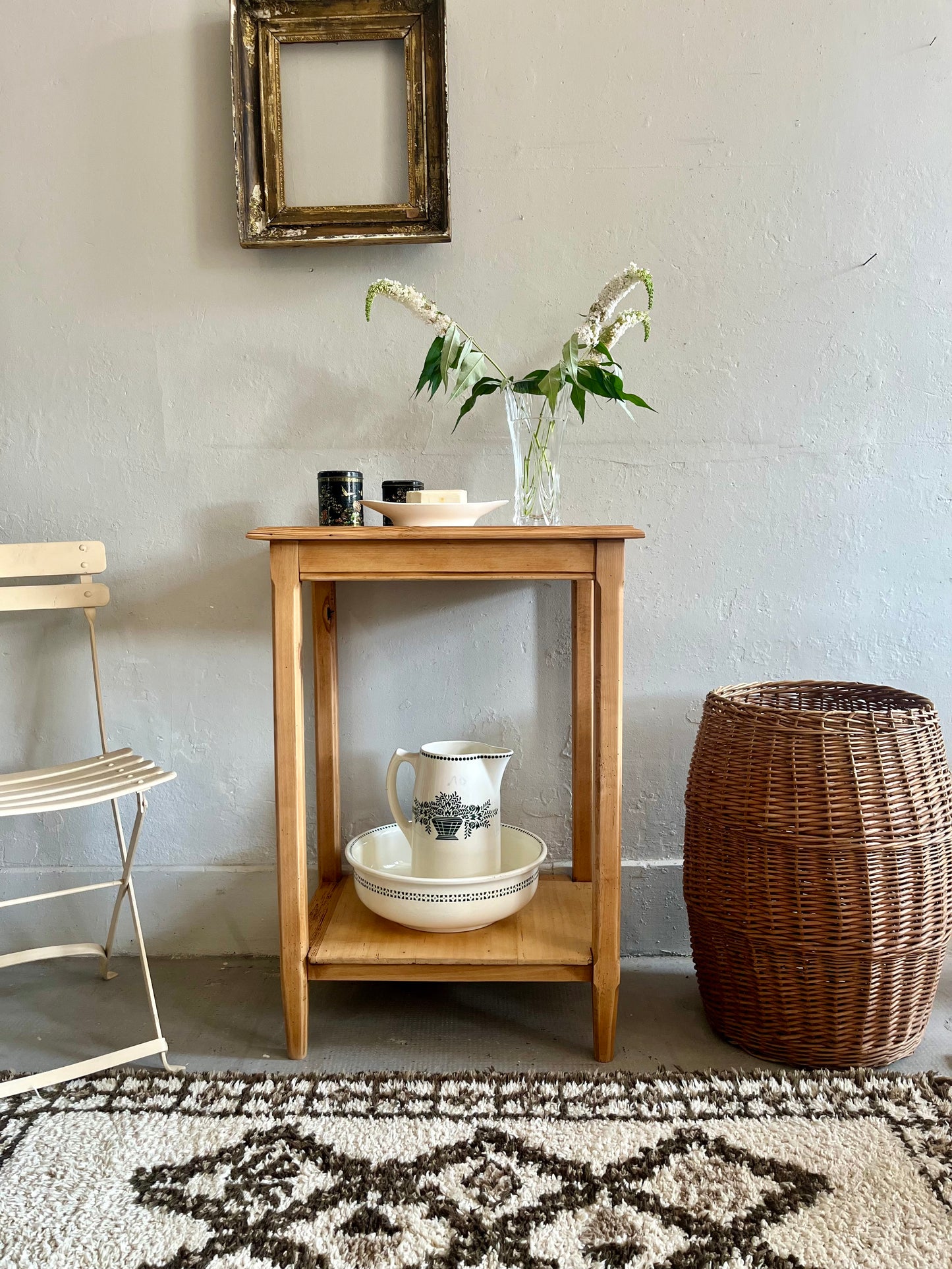 Console rénovée en bois   Patine