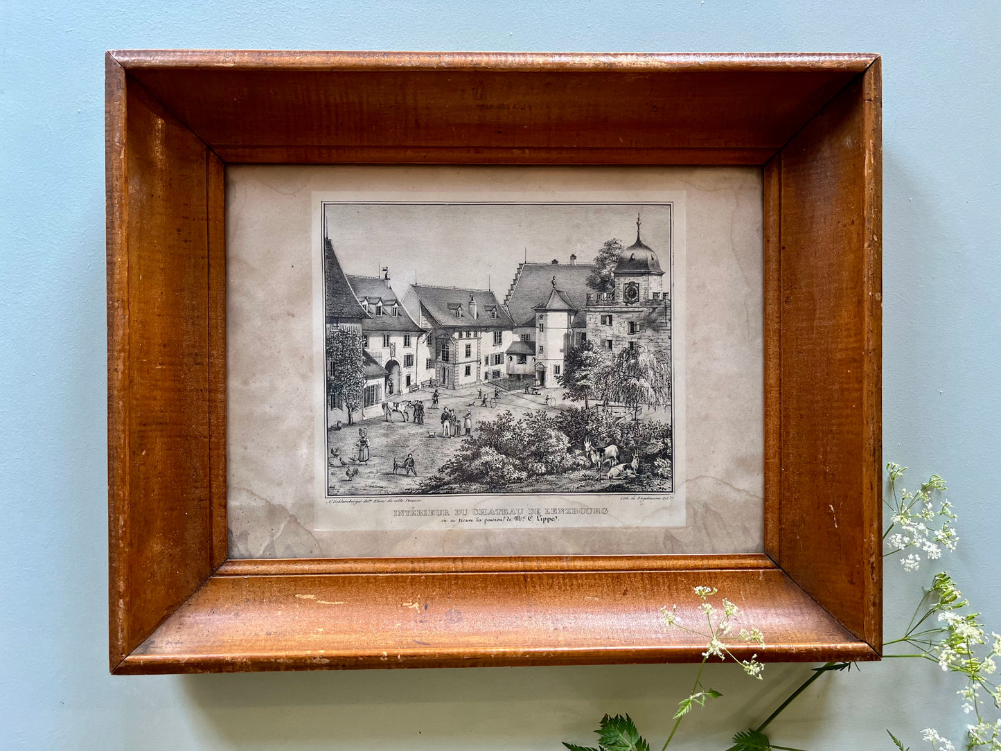 Lithographie numéroté de Elgelmann « intérieur du château de Lenzbourg »