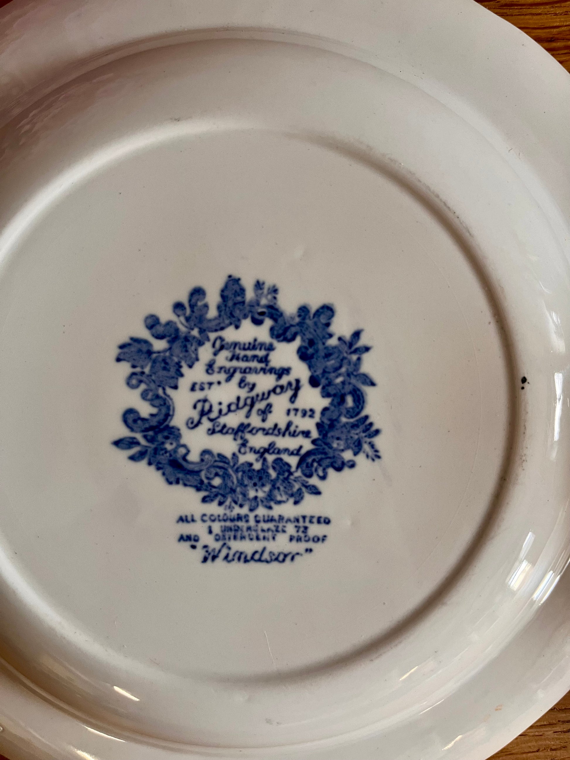 Assiette semi creuse décor bleu anglais- Windsor  Vaisselle Patine