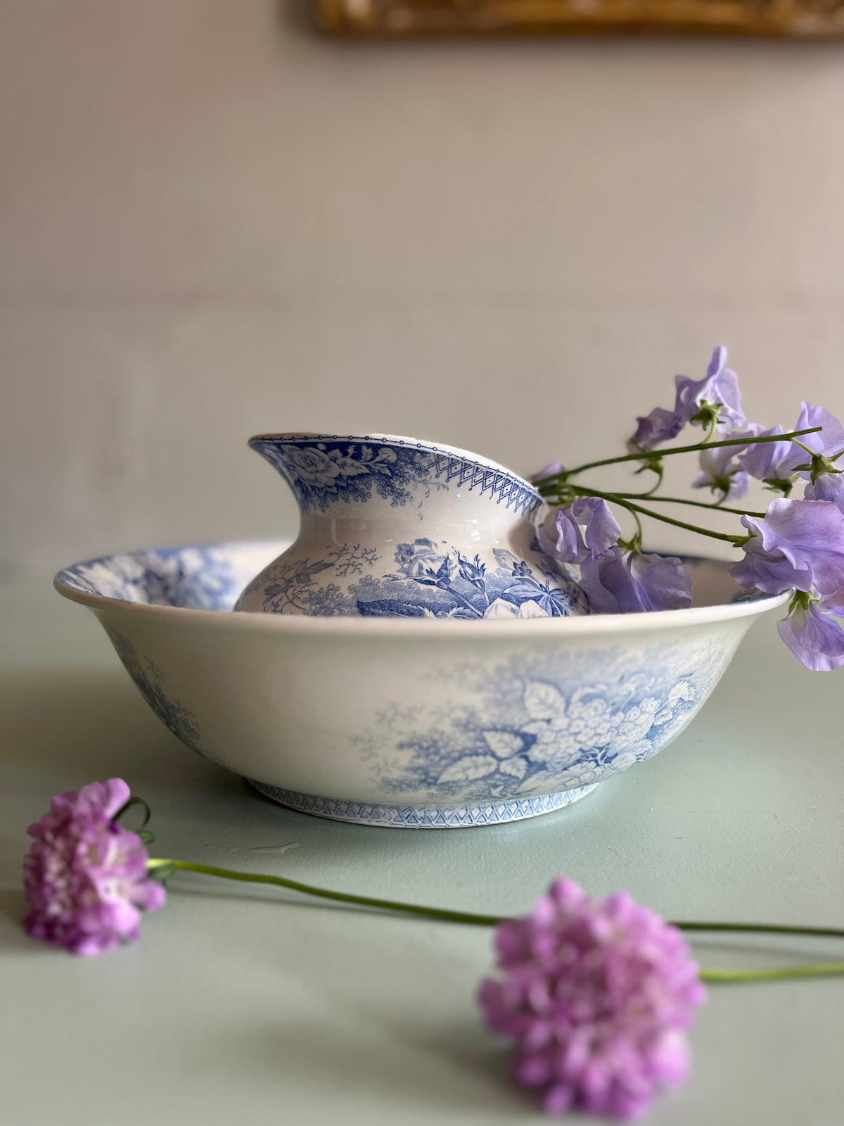 Ensemble de toilette Sarreguemines modèle « Jardinière »  Décoration Patine