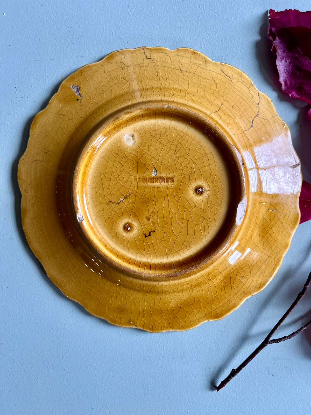 Assiette décorative ancienne Sarreguemines – Raisins  Vaisselle Patine