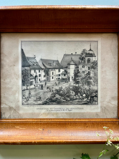 Lithographie numéroté de Elgelmann « intérieur du château de Lenzbourg »