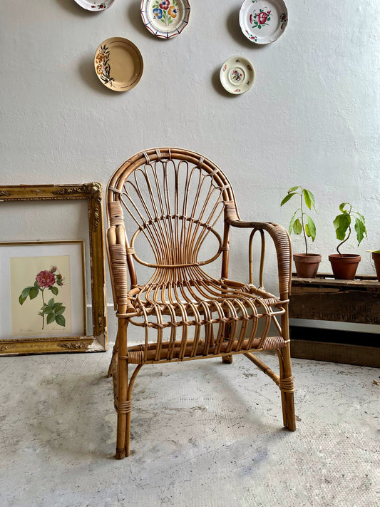 Fauteuil vintage en rotin style bohème