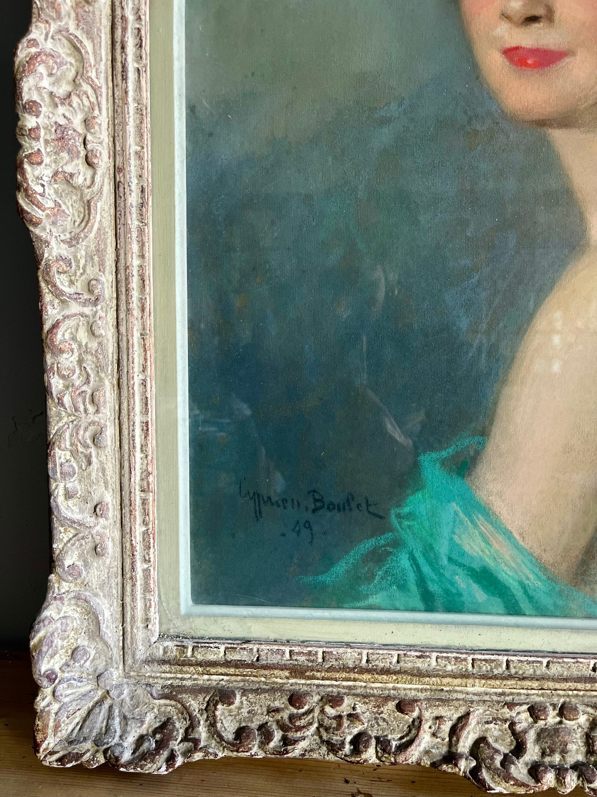 Toile encadrée peinture femme  Décoration Patine
