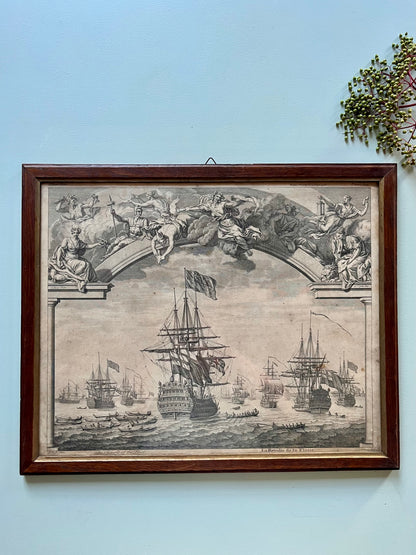 Gravure ancienne « la révolte de la Flotte »  Décoration Patine