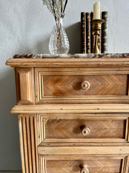 Chiffonnier en bois et marbre