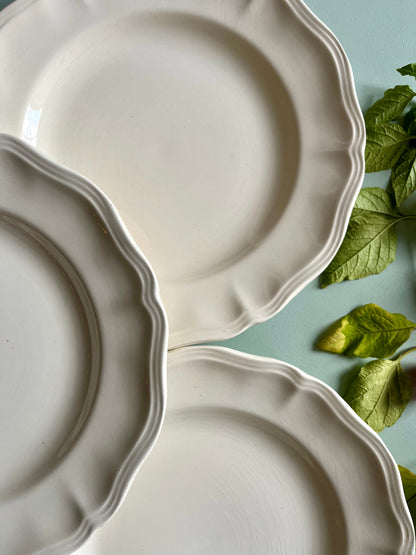 Assiettes anciennes Sarreguemines beige – Lot de 5   Patine