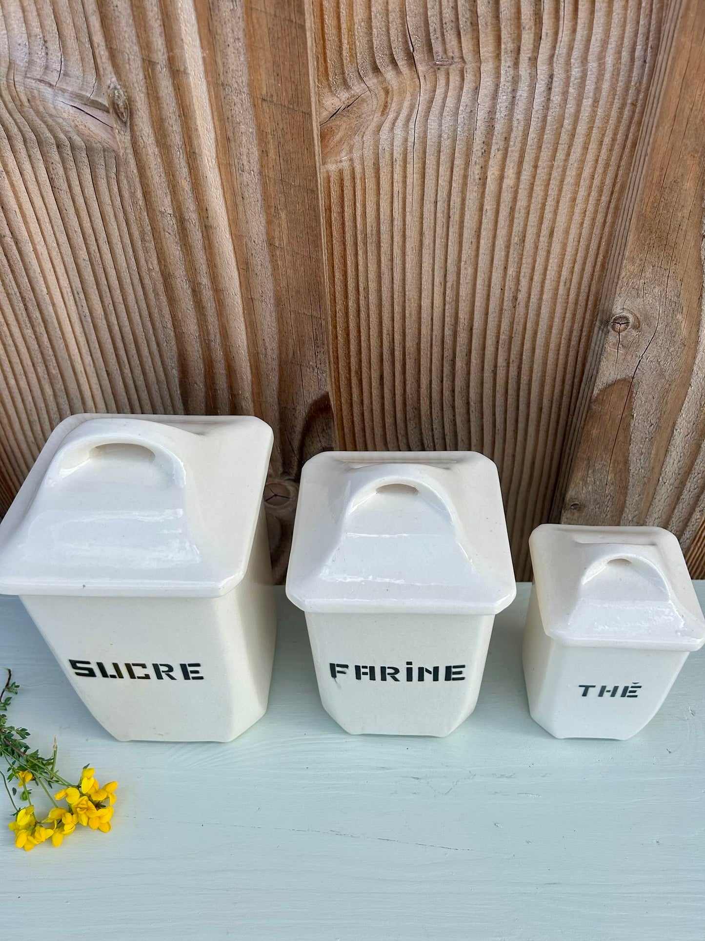 Pots de cuisine Badonviller en faïence (set de 3)   Patine
