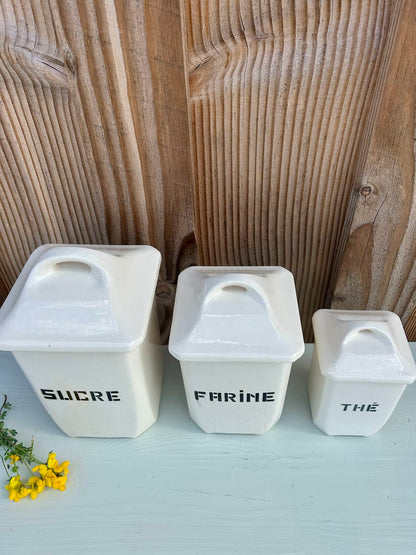 Pots de cuisine Badonviller en faïence (set de 3)   Patine