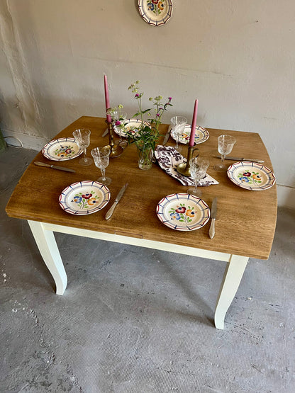 Tables ancienne bois et beige avec allonges  Meubles Patine