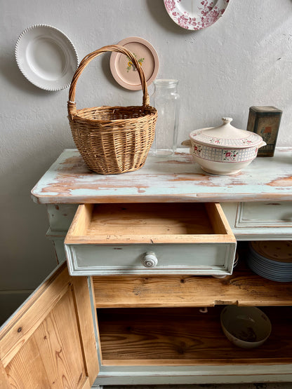 Buffet ancien patiné 2 portes bleu/vert