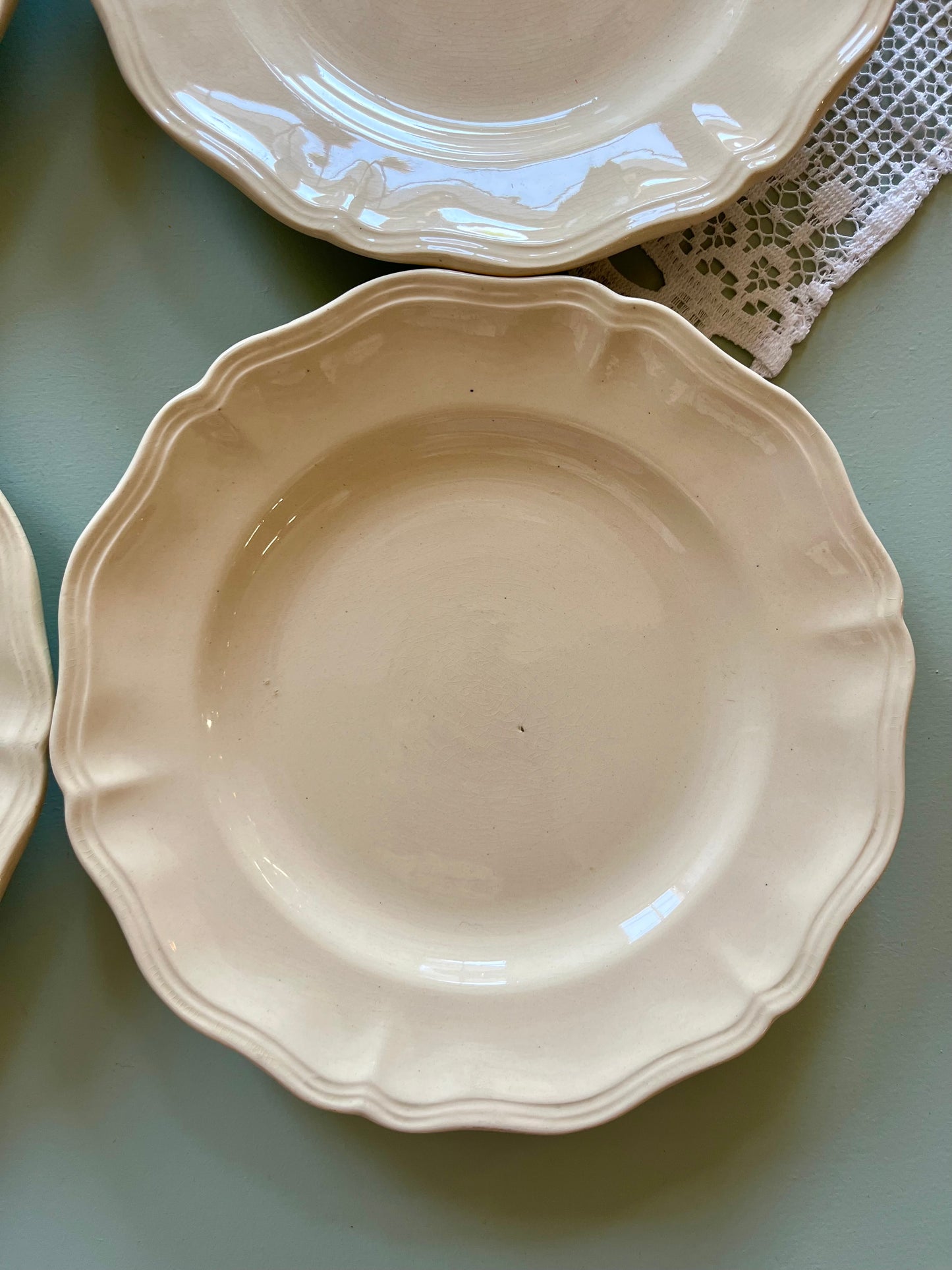 Assiette plates crème Sarreguemines-lot de 6 - Patine