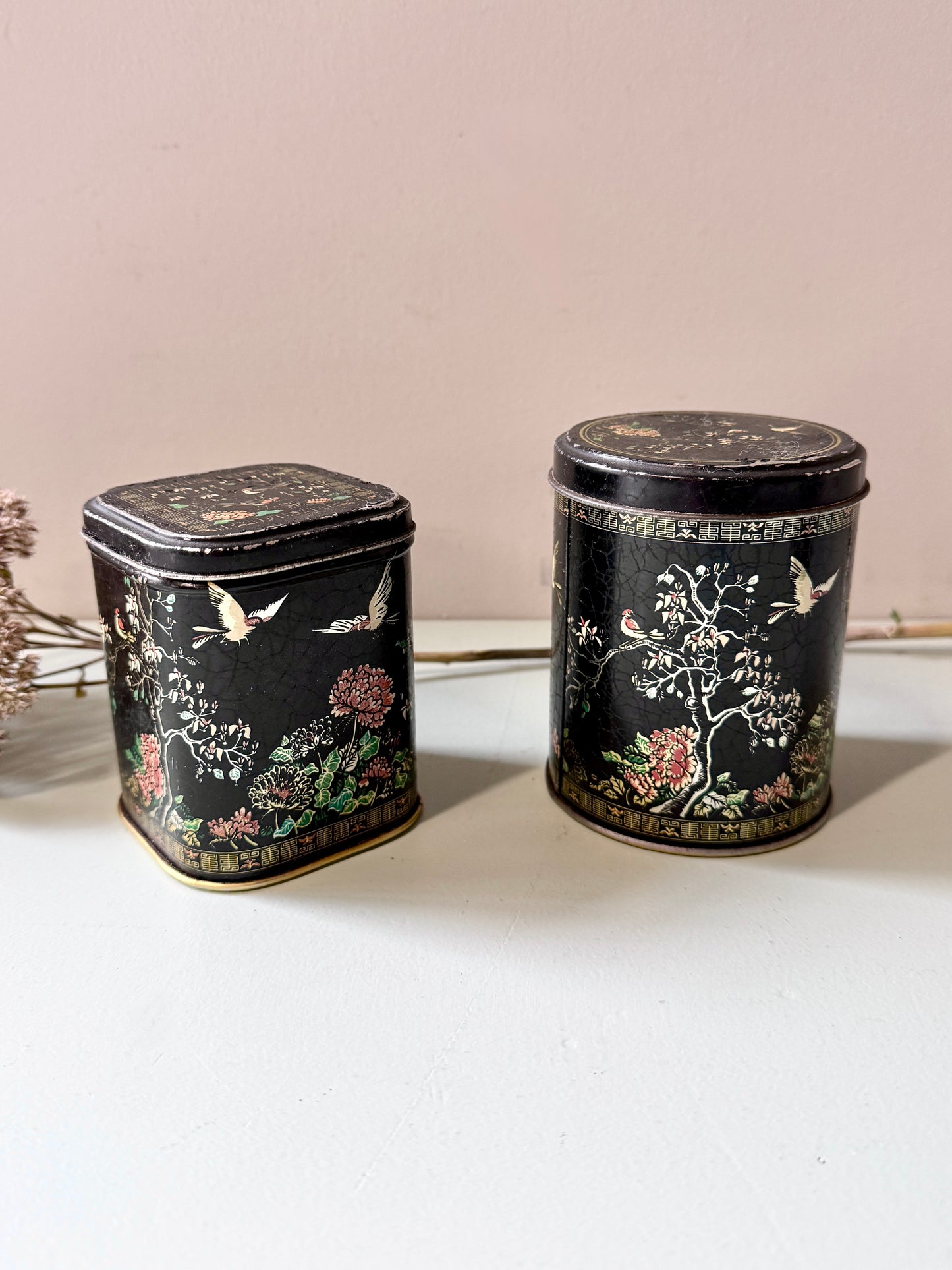 Boîtes métalliques de petites tailles, décor asiatique - lot de 2