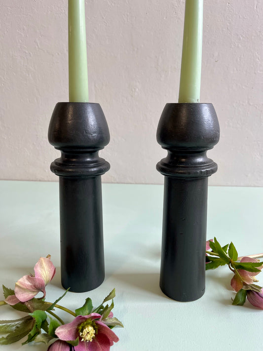 Bougeoir en bois tourné grand modèle