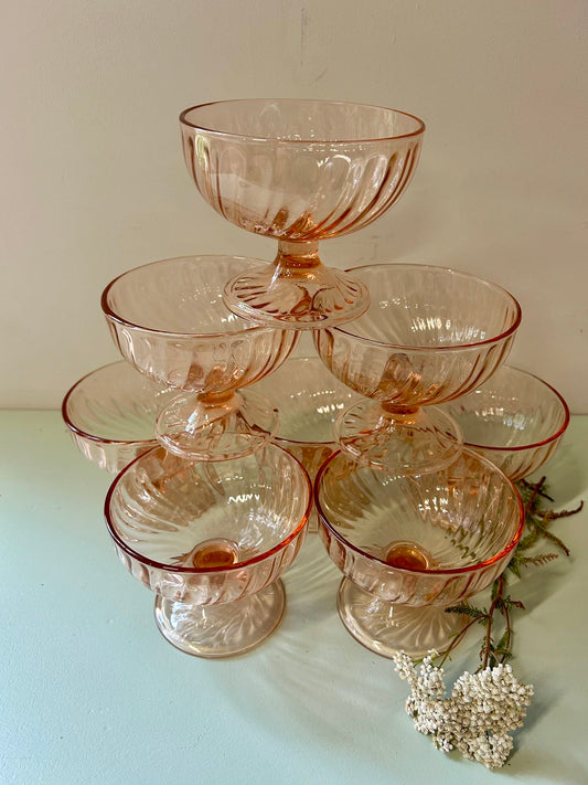 Coupes à glace en Rosaline - lot de 8   Patine