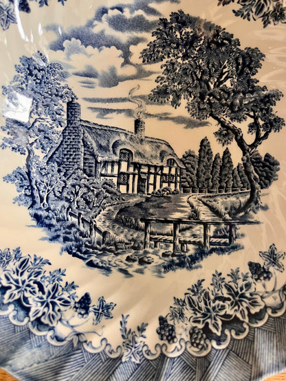 Saladier en céramique décor bleu anglais  Vaisselle Patine