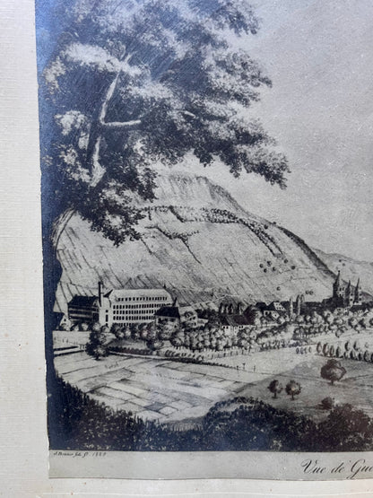Gravure sous cadre « vue de Guebwiller »  Décoration Patine