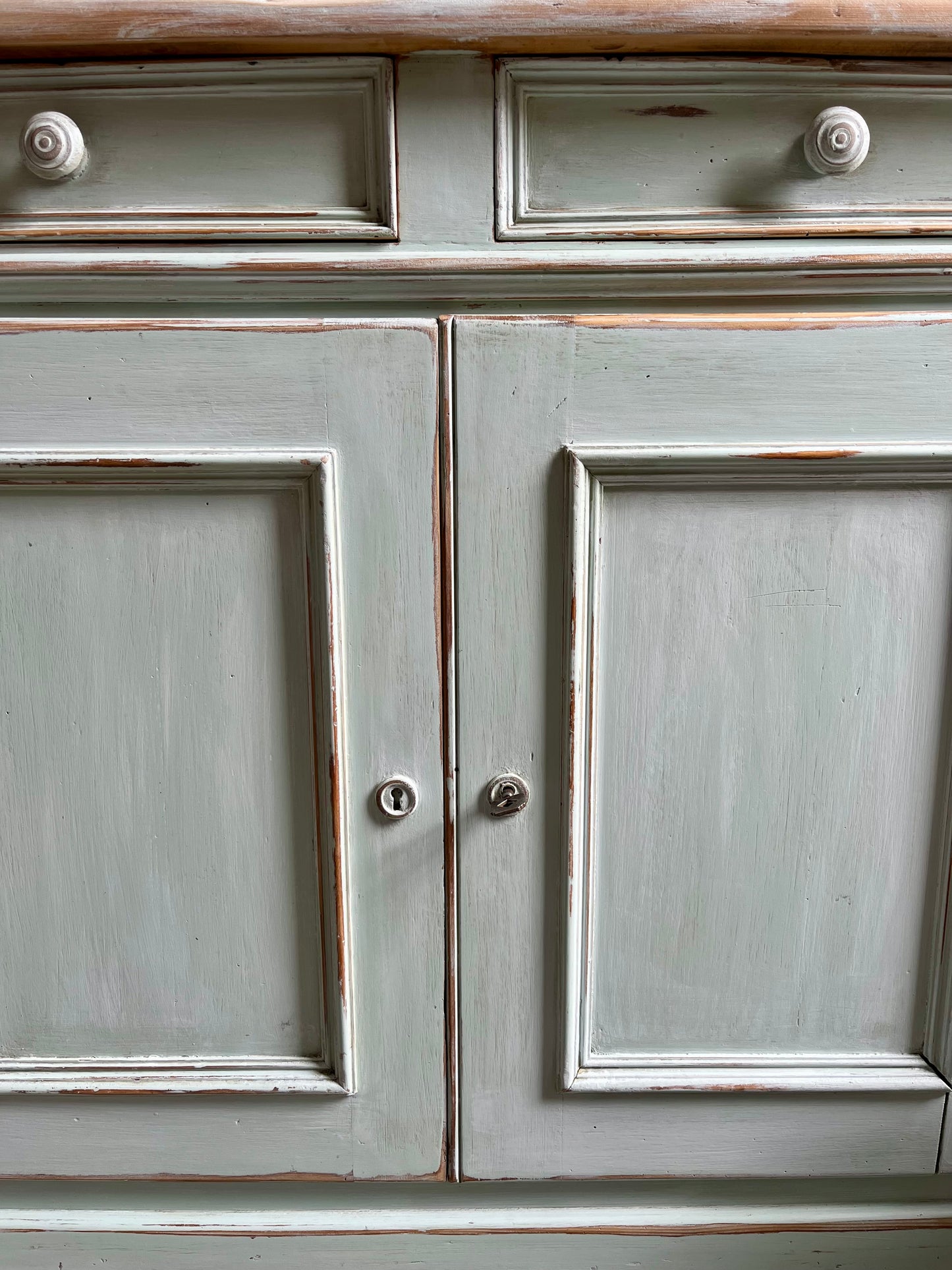 Buffet ancien patiné 2 portes bleu/vert