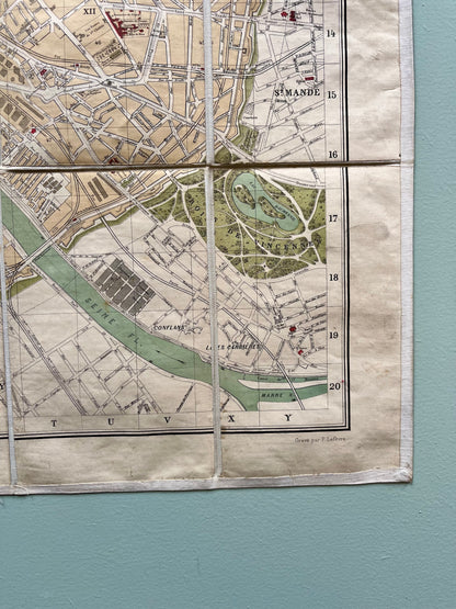 Plan de Paris vintage Hachette 1889