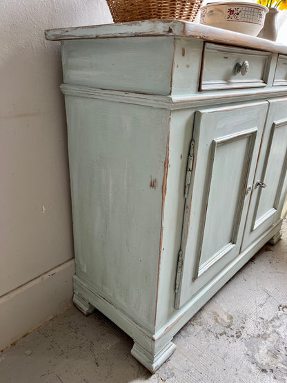 Buffet ancien patiné 2 portes bleu/vert