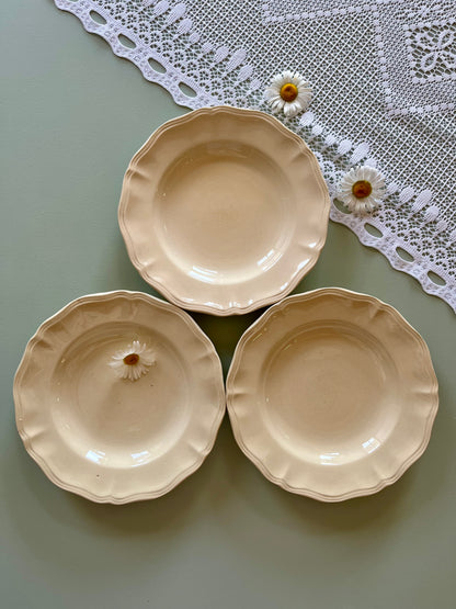 Assiettes creuses Sarreguemines beige- lot de 3 - Patine