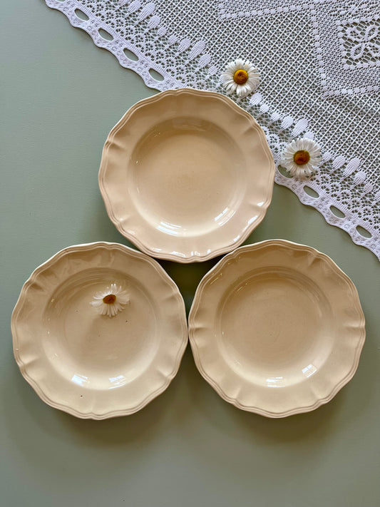 Assiettes creuses Sarreguemines beige- lot de 3