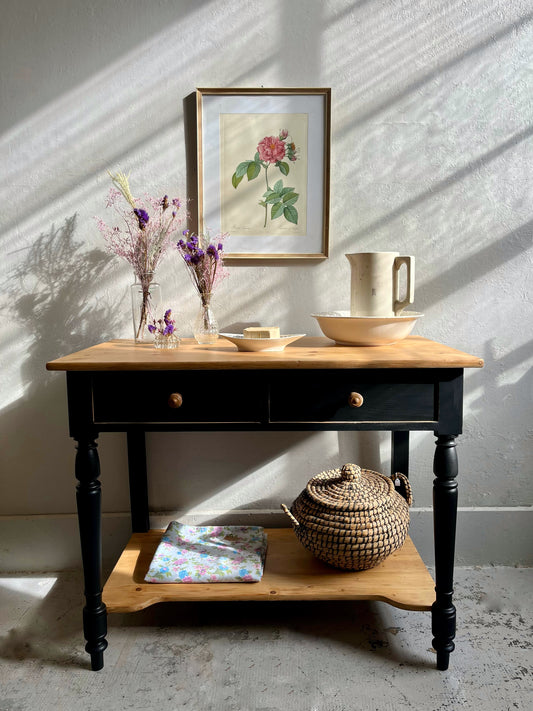 Meuble de toilette ancien bois et noir