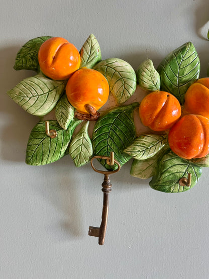 Porte torchons/clés vintage motif abricots Vallauris  Décoration Patine