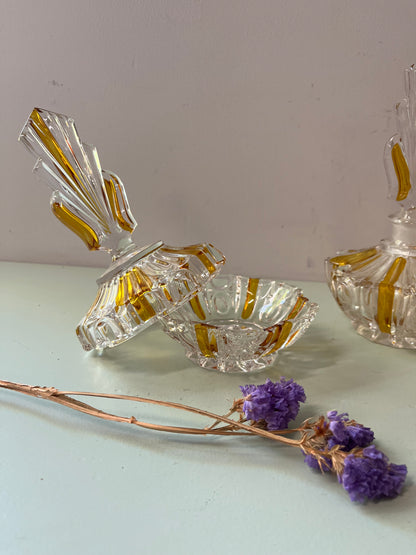 Ensemble de toilette vintage en cristal   Patine