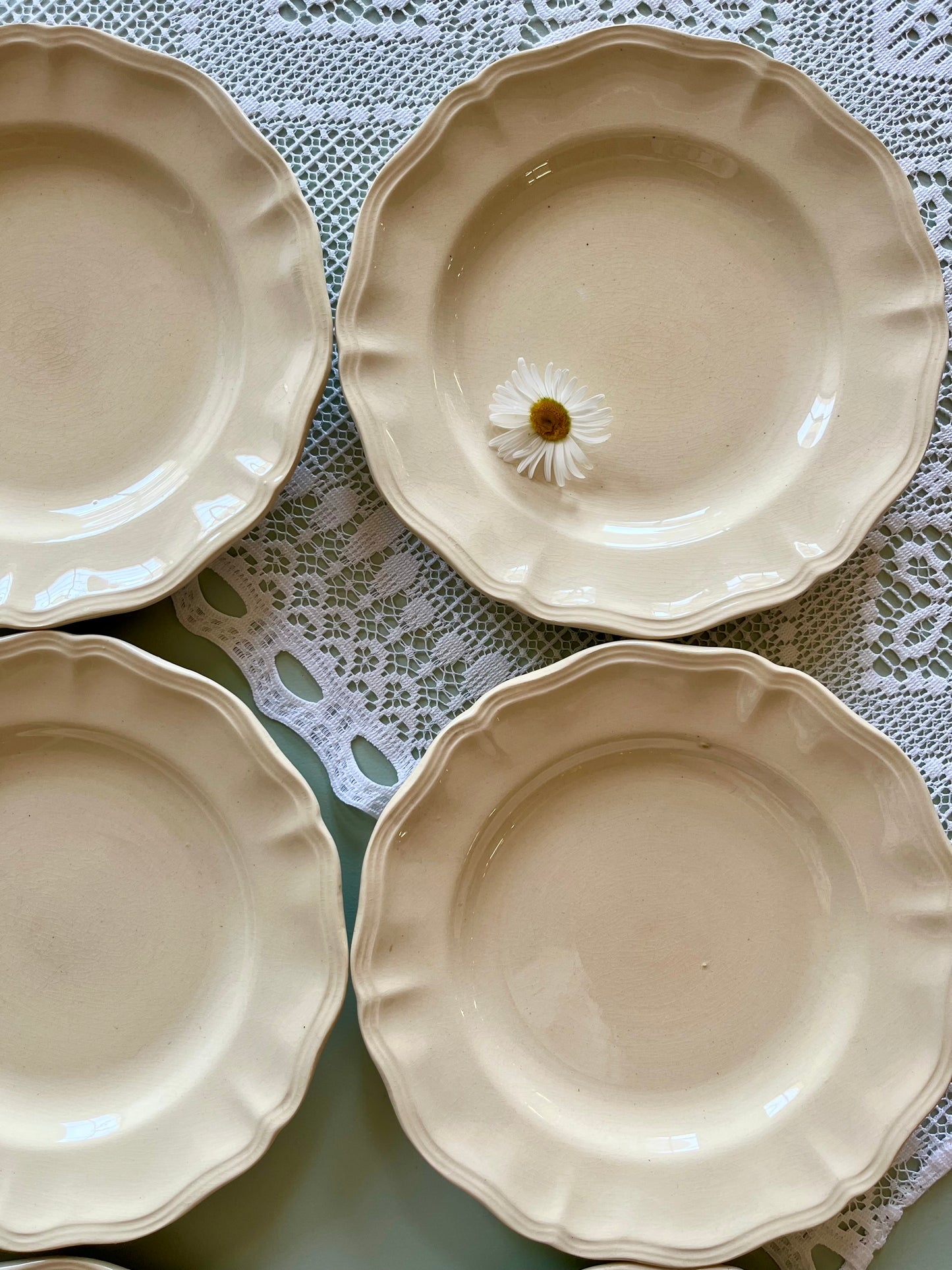 Assiette plates crème Sarreguemines-lot de 6 - Patine