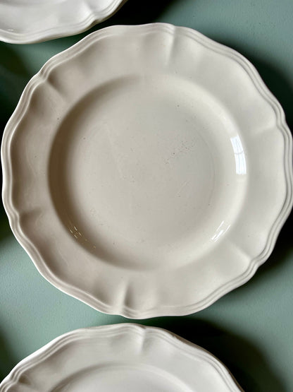 Assiettes anciennes Sarreguemines beige – Lot de 5   Patine