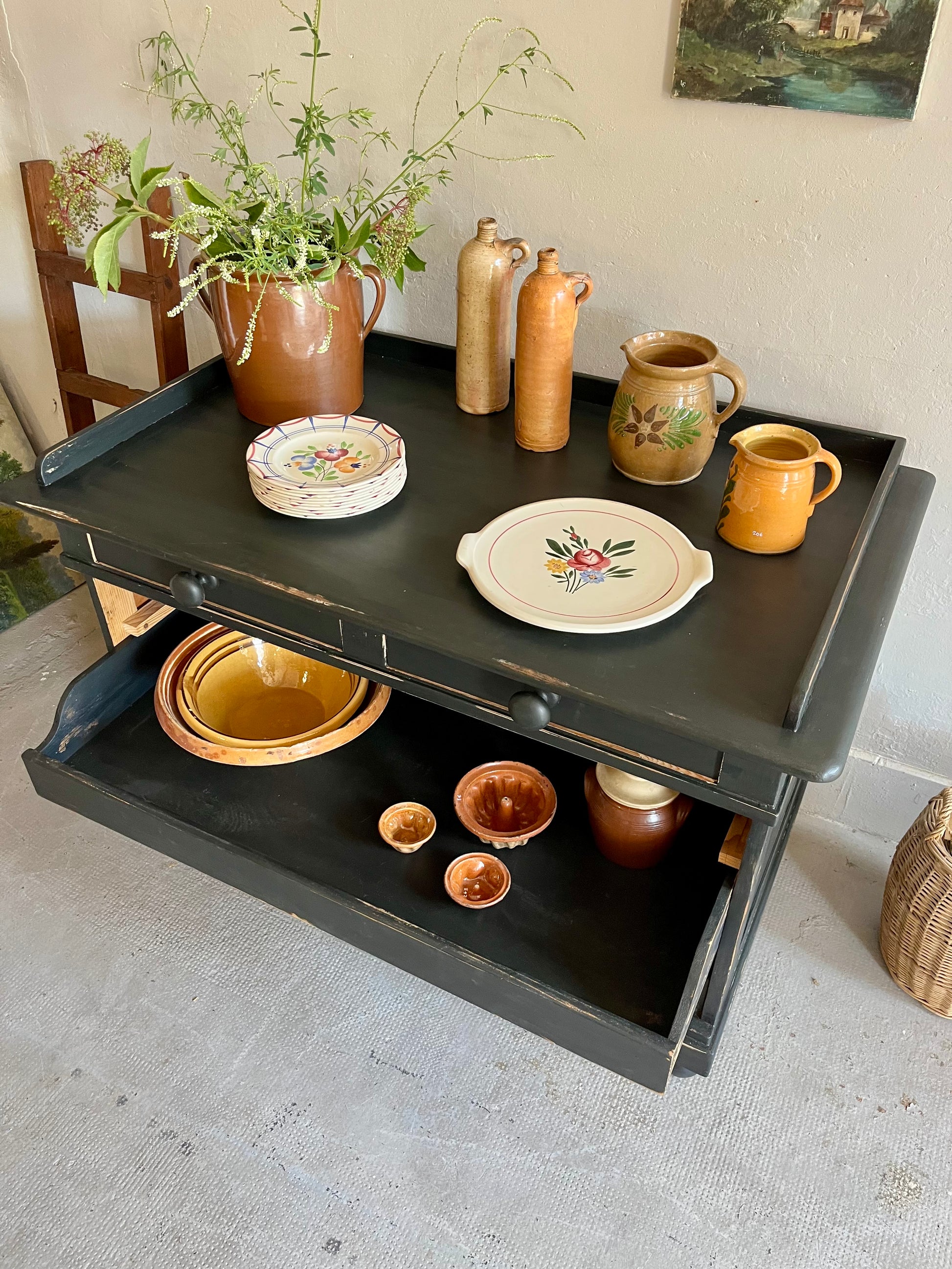 Buffet patiné noir ancien  Meubles Patine