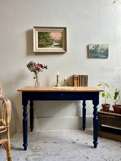 Bureau/table bleu nuit et bois