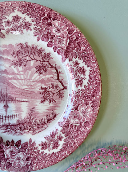 Assiette plate en terre de fer England décor paysage