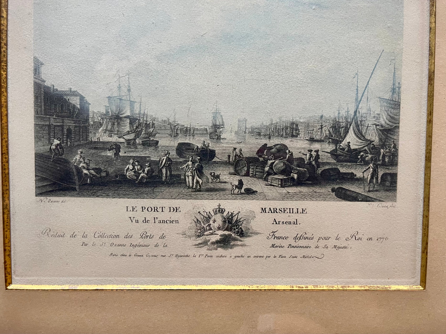 Gravure sous cadre « le port de Marseille »  Décoration Patine