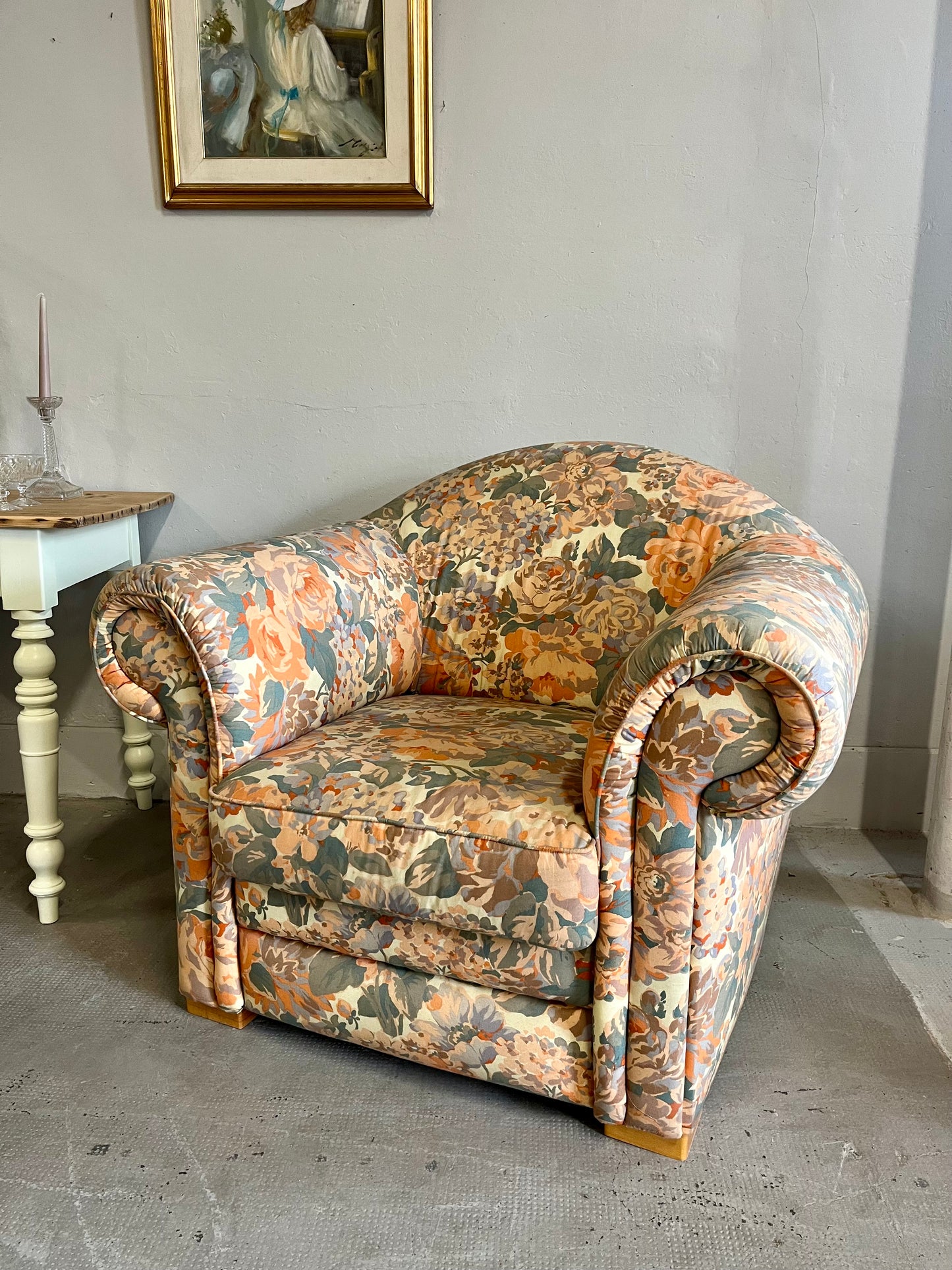 Fauteuil club fleuri - style cottage