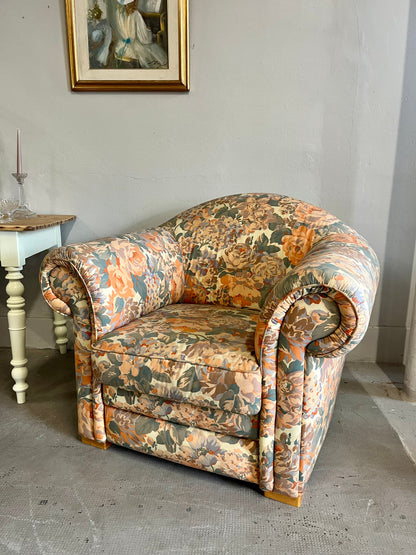 Fauteuil club fleuri - style cottage