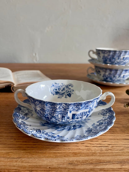 Tasses à thé anglaises avec coupelles- lot de 4  Vaisselle Patine