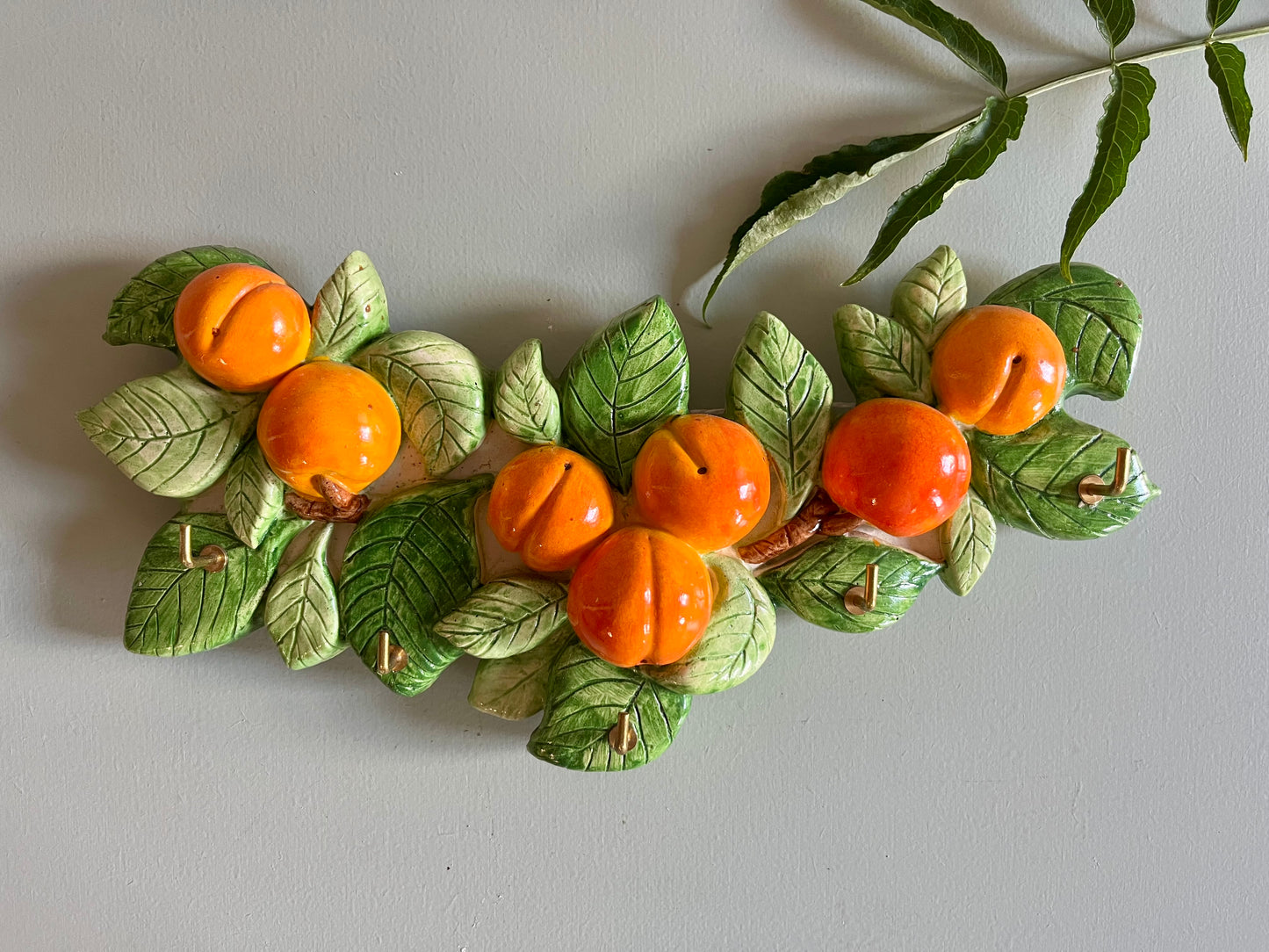 Porte torchons/clés vintage motif abricots Vallauris  Décoration Patine