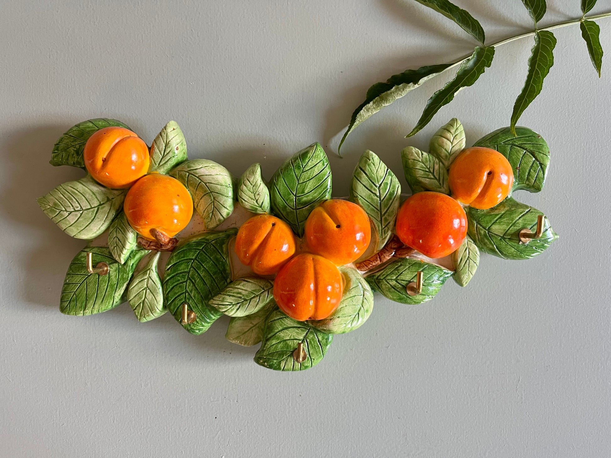 Porte torchons/clés vintage motif abricots Vallauris  Décoration Patine