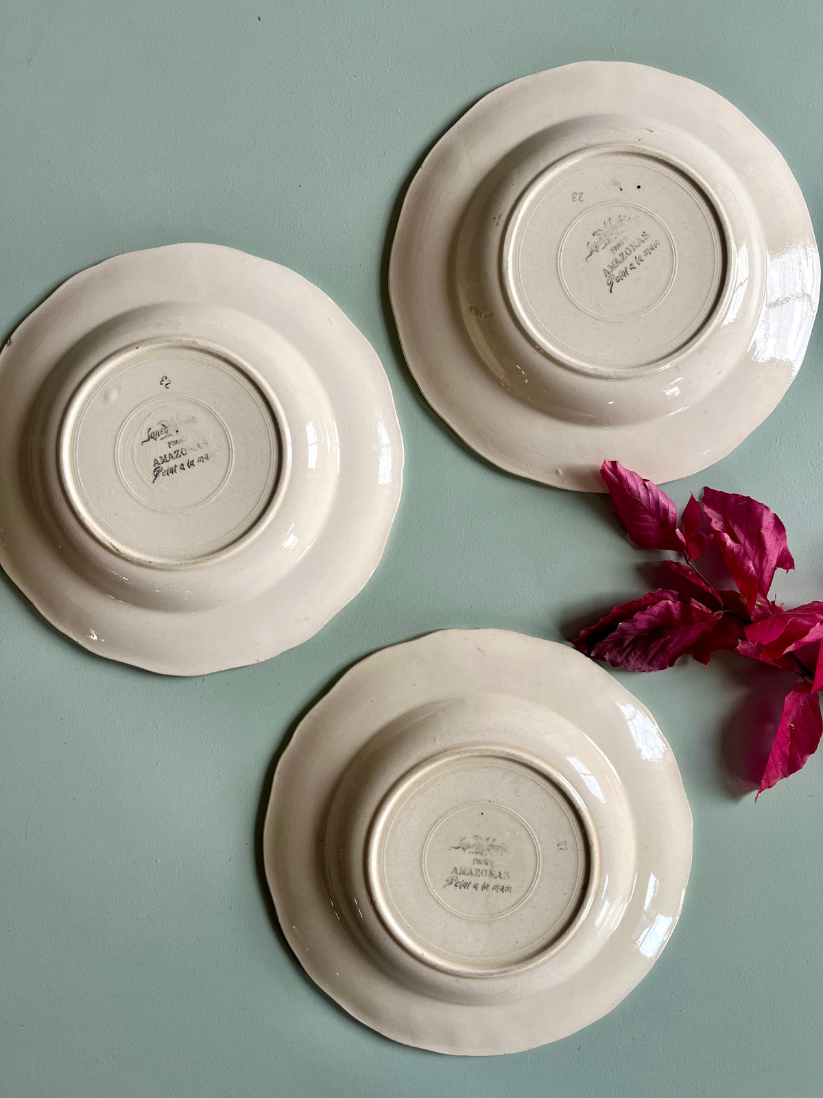 Assiettes creuses Sarreguemines modèle Amazone - lot de 3  Vaisselle Patine