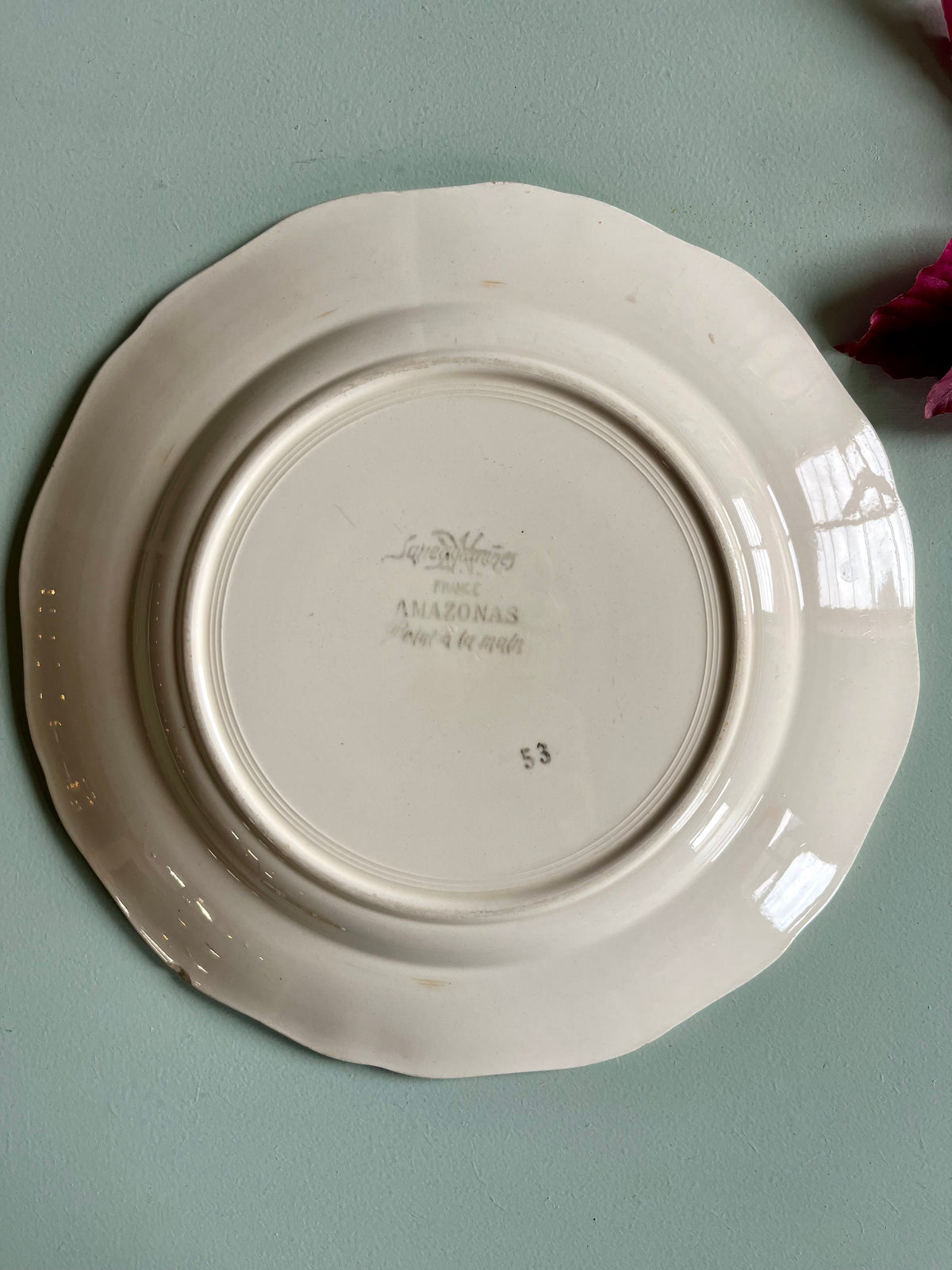 Assiettes anciennes Sarreguemines modèle Amazones – Lot de 2  Vaisselle Patine