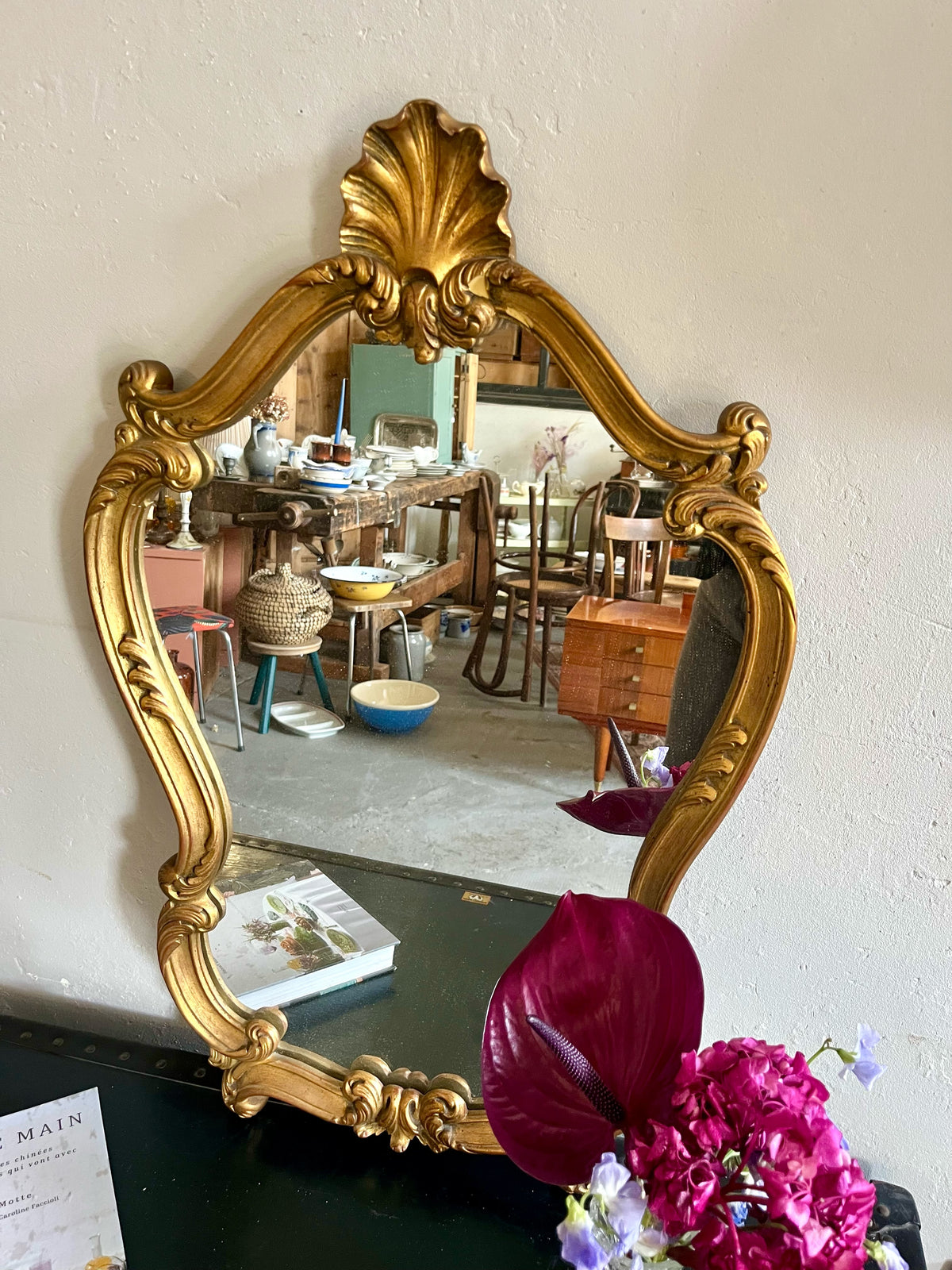 Miroir doré ancien style rocaille  Décoration Patine
