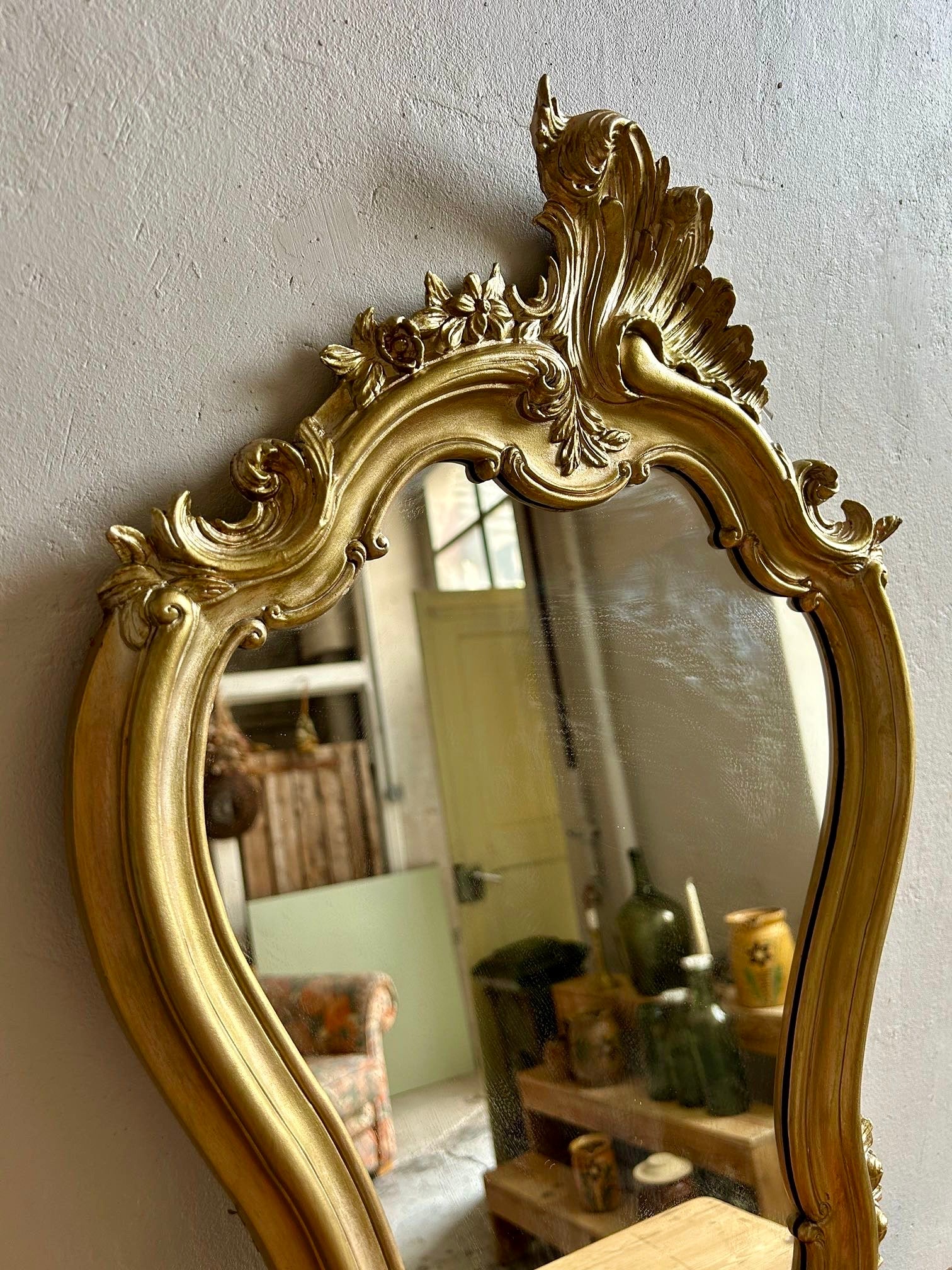 Miroir baroque doré   Patine