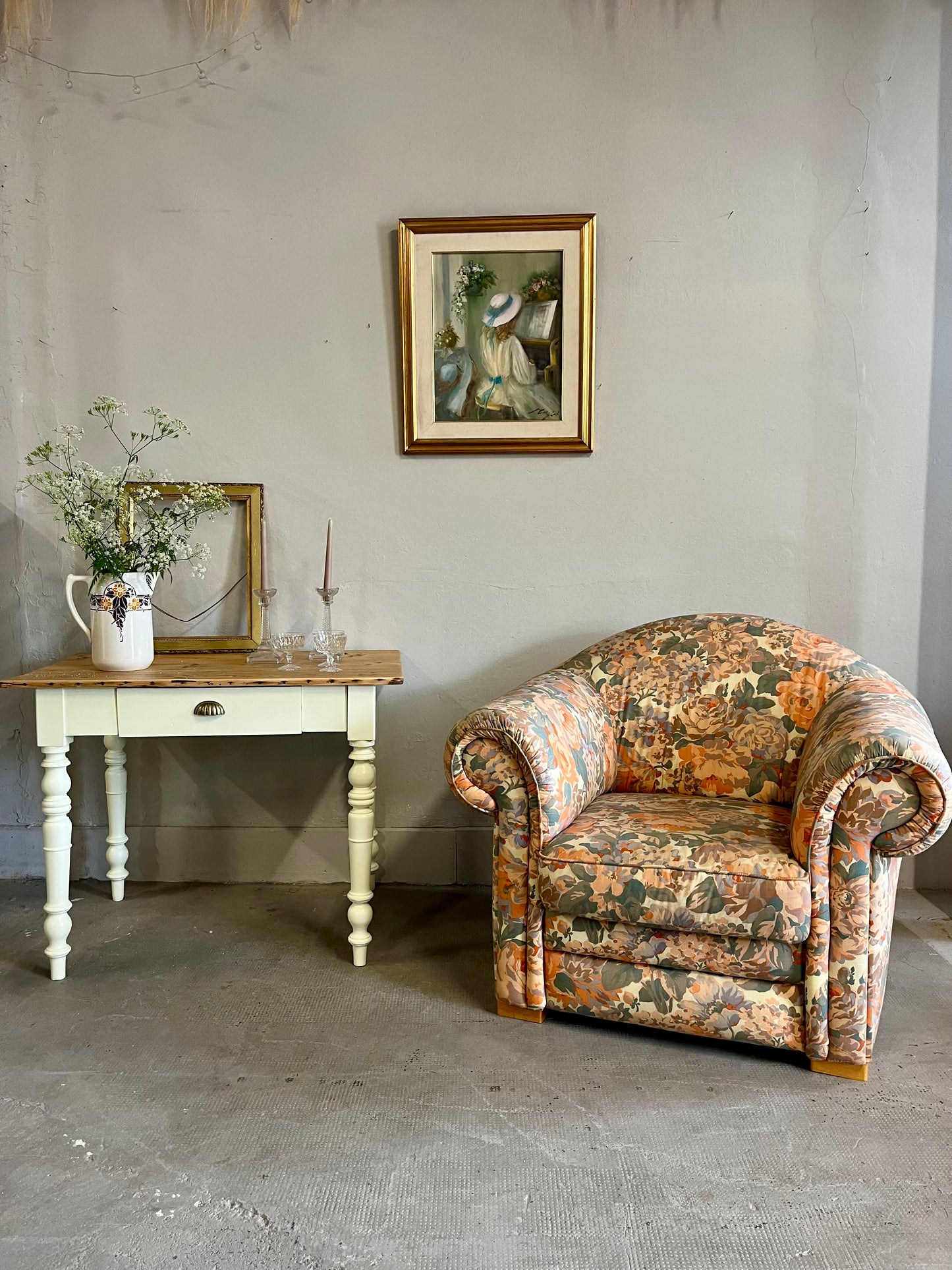 Fauteuil club fleuri - style cottage