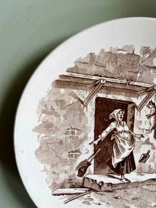 Assiette parlante Sarreguemines – Histoire d'un crime  Vaisselle Patine